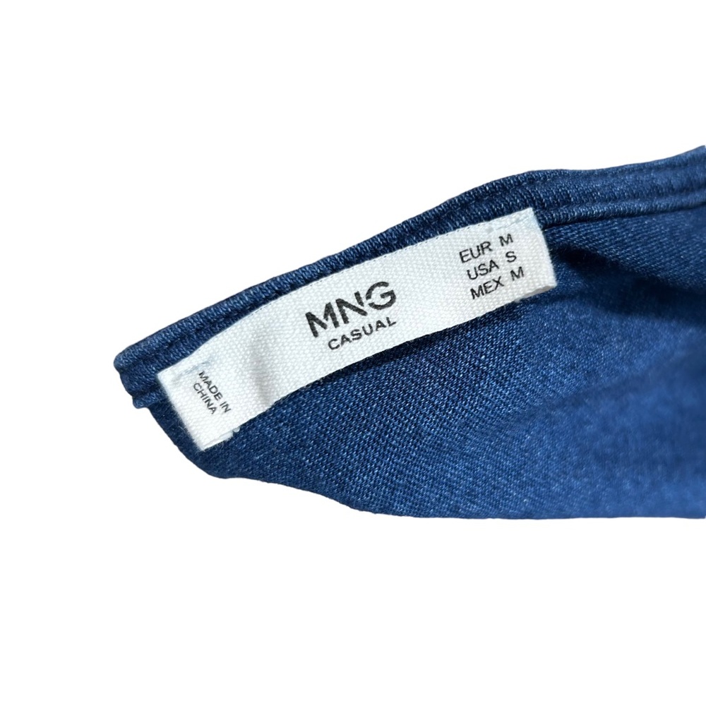 Mango Denim Keyhole Ruffle Tie Front Tank Top - Picture 5 of 9